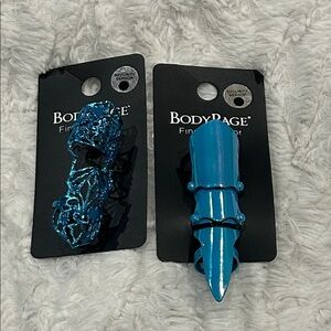 Body Rage Blue Finger Armor Rings 2 pack adjustable jewelry new with tags